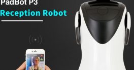 Imagen del robot mayordomo recepcionista PadBot P3 que es inteligente y de telepresencia